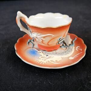 Empress Hand Painted Mini Tea Cup and Saucer Dragon Design Made in Japan